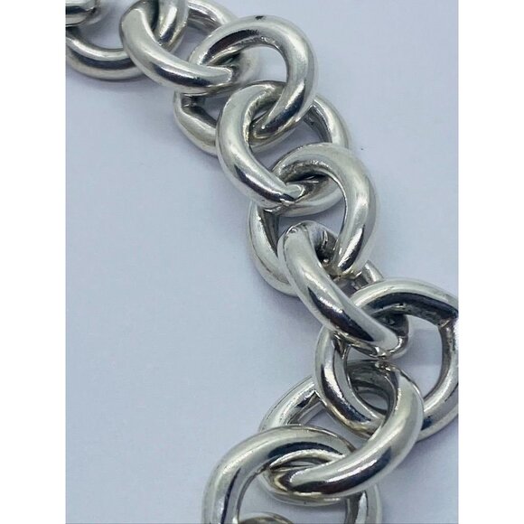 SOLD!!!Tiffany & Co Sterling Silver Blank Heart Tag Charm Bracelet 8" - Picture 5 of 9